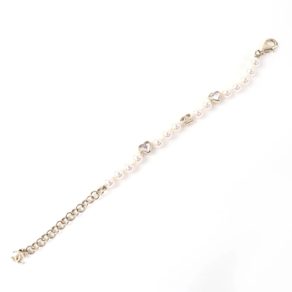 CHANEL Authentic Gold Pearl Logo Charm Bracelet - Picture 3 of 6